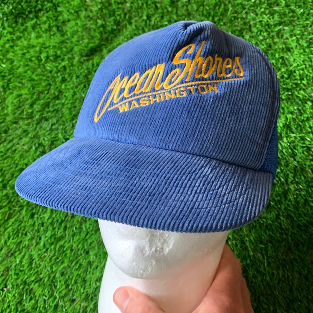 Vintage Ocean Shores Washington Corduroy Trucker Hat Super Cool and Rare